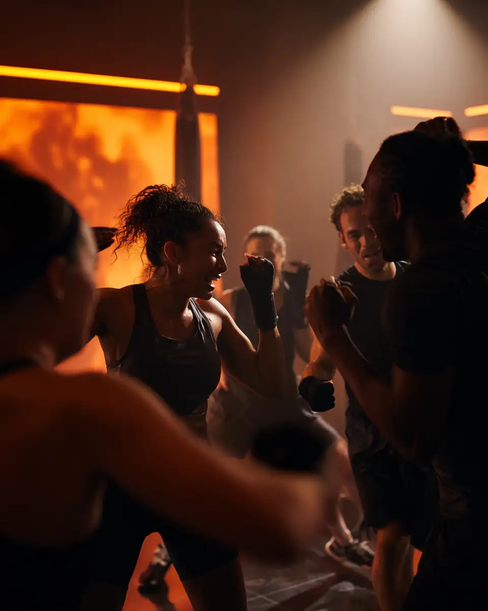 Cours collectif à L’Héritage illustrant la cohésion, l’entraide et l’esprit d’équipe des membres